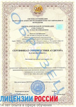 Образец сертификата соответствия аудитора №ST.RU.EXP.00006191-1 Горнозаводск Сертификат ISO 50001